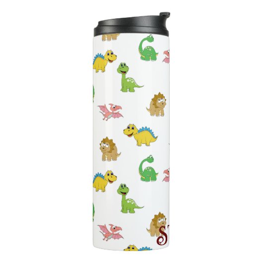 Cute Waterverf Dinosaur Animal Pattern Thermosbeker (Gedraaid links)