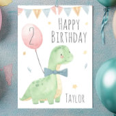Cute Waterverf Dinosaur Birthday Boy Personalized Kaart