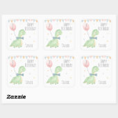 Cute Waterverf Dinosaur Birthday Boy Personalized Vierkante Sticker (Vel)