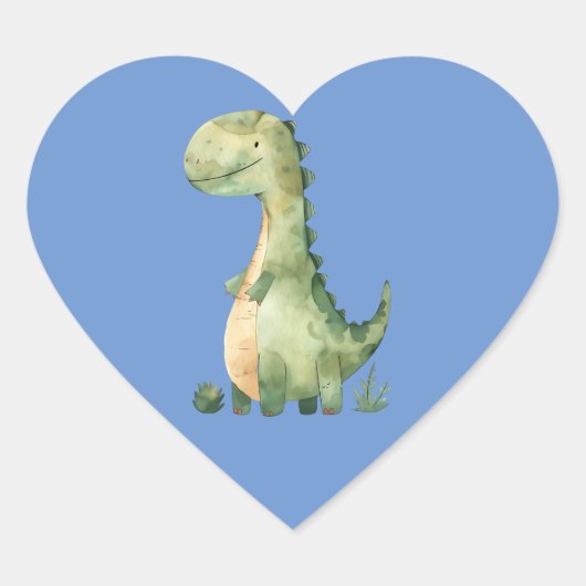 Cute Waterverf Dinosaur Hart Sticker (Voorkant)