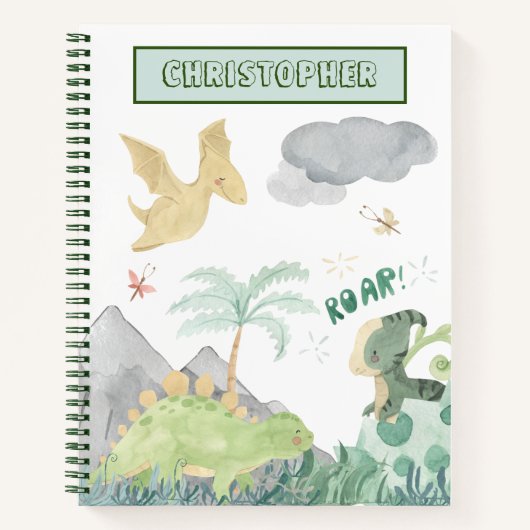 Cute Waterverf Dinosaur Notitieboek (Voorkant)