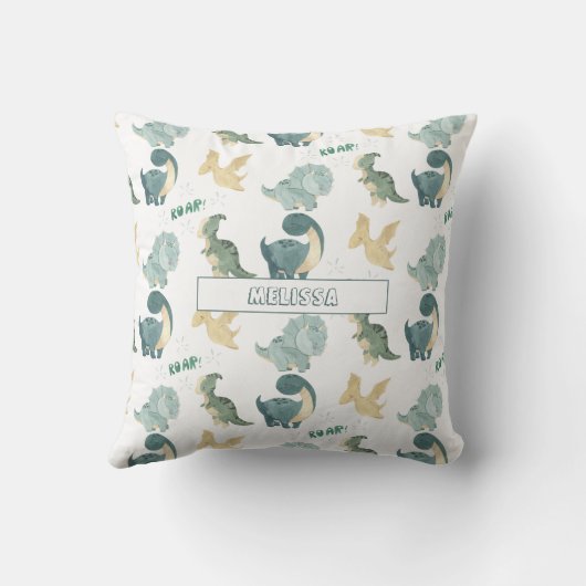 Cute Waterverf Dinosaur Pattern Kussen (Achterkant)