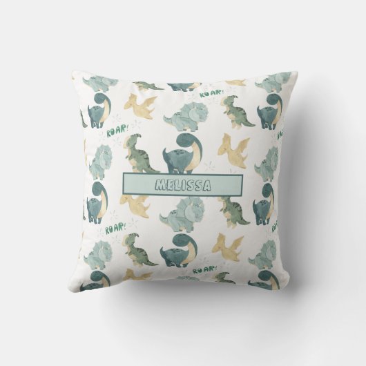 Cute Waterverf Dinosaur Pattern Kussen (Achterkant)