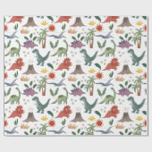 Cute Waterverf Dinosaur Pattern Wrapping Paper Cadeaupapier (Vlak)