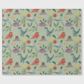 Cute Waterverf Dinosaur Pattern Wrapping Paper Cadeaupapier (Vlak)