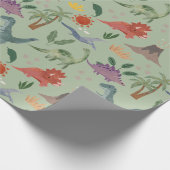 Cute Waterverf Dinosaur Pattern Wrapping Paper Cadeaupapier (Hoek)