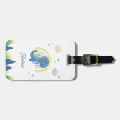 Cute Waterverf Dinosaur T Rex & Rainbow Kind Name Bagagelabel (Voorkant horizontaal)