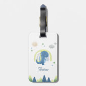Cute Waterverf Dinosaur T Rex & Rainbow Kind Name Bagagelabel (Achterkant verticaal)