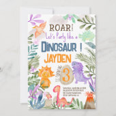 Cute waterverf dinosauriërs greenery children jari kaart (Voorkant)