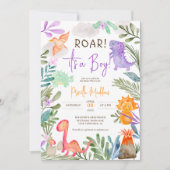 Cute waterverf dinosaurius greenery boy baby showe kaart (Voorkant)