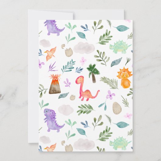 Cute waterverf dinosaurius greenery boy baby showe kaart (Achterkant)