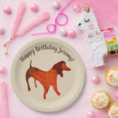 Cute Waterverf Dog, Birthday Custom Paper Borden Papieren Bordje (Feest)