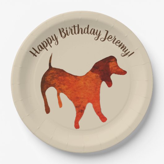 Cute Waterverf Dog, Birthday Custom Paper Borden Papieren Bordje (Voorkant)