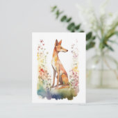 Cute Waterverf Dog en wilde bloemen Briefkaart (Staand voorkant)