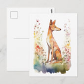 Cute Waterverf Dog en wilde bloemen Briefkaart (Voorkant / Achterkant)