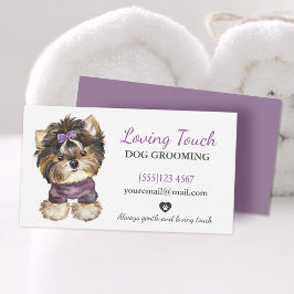 Cute Waterverf Dog Grooming Service Visitekaartje