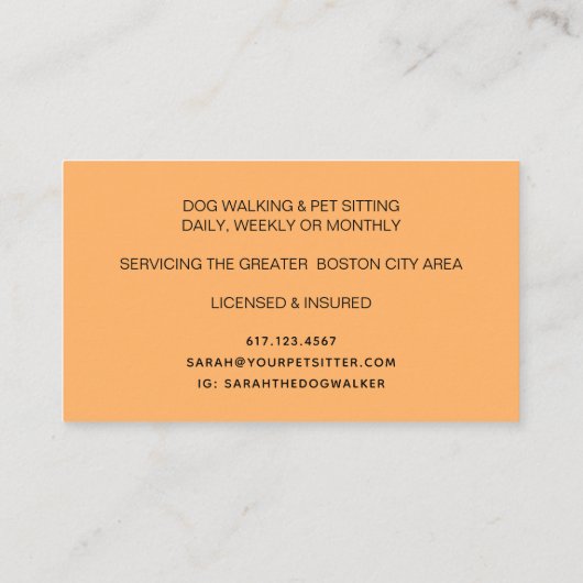 Cute Waterverf Dog Walking Pet Sitting Visitekaartje (Achterkant)