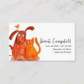 Cute Waterverf Dog Walking Pet Sitting Visitekaartje (Voorkant)