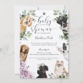 Cute Waterverf Dogs Floral Garden Baby shower Kaart (Voorkant)