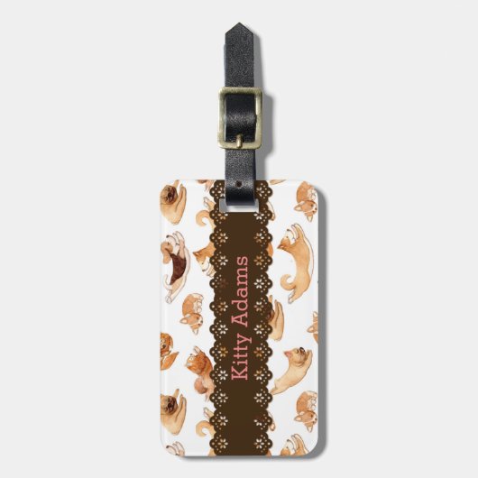Cute Waterverf Dogs Illustrated Pattern Bagagelabel (Voorkant verticaal)