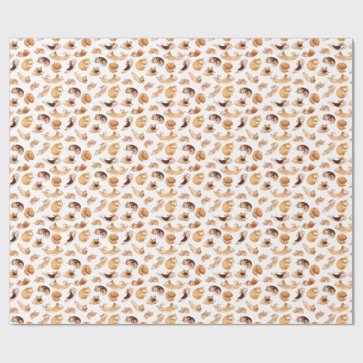 Cute Waterverf Dogs Illustrated Pattern Cadeaupapier (Vlak)