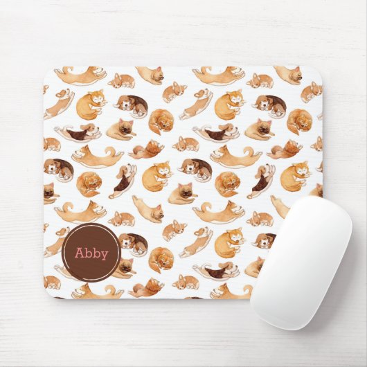 Cute Waterverf Dogs Illustrated Pattern Muismat (Met muis)