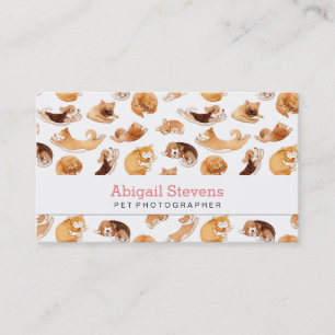 Cute Waterverf Dogs Illustrated Pattern Visitekaartje