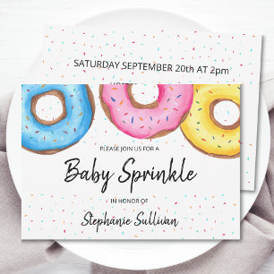 Cute Waterverf Donuts Baby Sprinkle Invitation Kaart