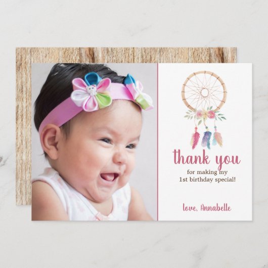 Cute Waterverf Drocatcher Birthday Bedankkaart (Voorkant / Achterkant)