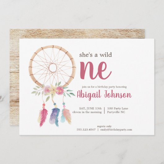 Cute Waterverf Drocatcher First Birthday Kaart (Voorkant / Achterkant)