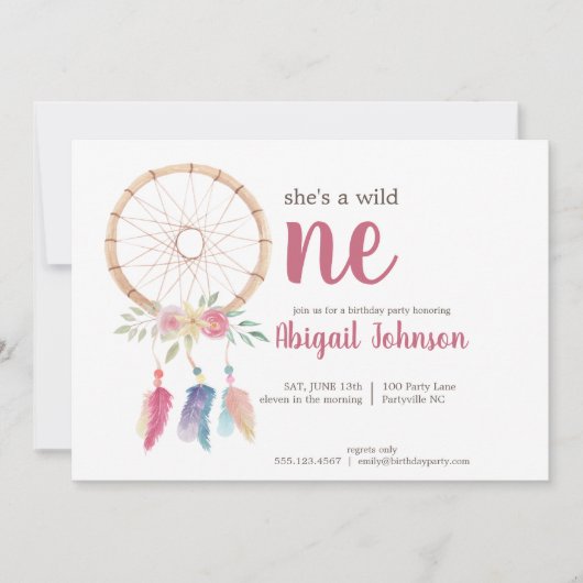 Cute Waterverf Drocatcher First Birthday Kaart (Voorkant)