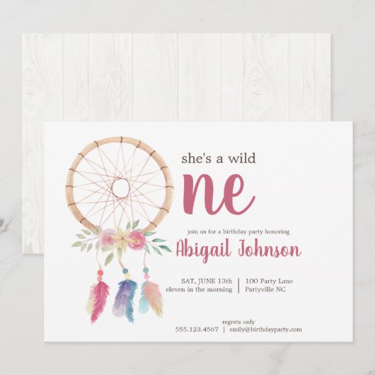 Cute Waterverf Drocatcher First Birthday Kaart (Voorkant / Achterkant)