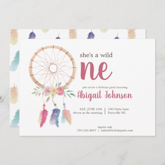 Cute Waterverf Drocatcher First Birthday Kaart (Voorkant / Achterkant)