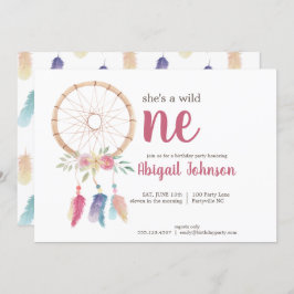 Cute Waterverf Drocatcher First Birthday Kaart