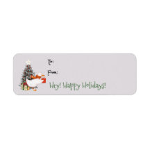Cute Waterverf Duck kerstcadeau Label Label