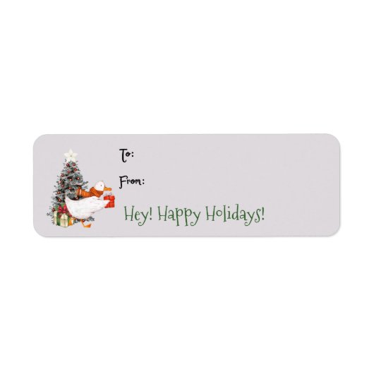 Cute Waterverf Duck kerstcadeau Label Label (Voorkant)