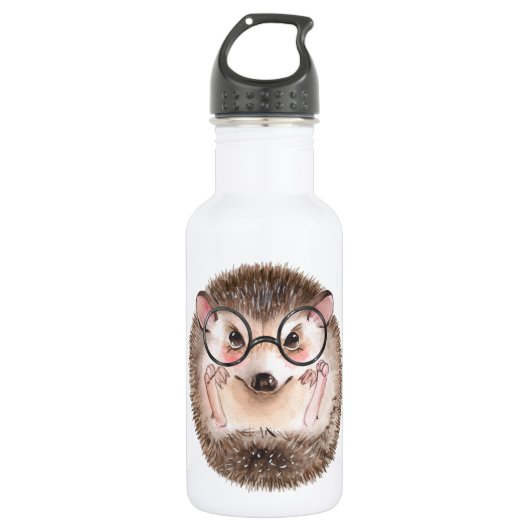 Cute waterverf Egel in glazen Waterfles (Voorkant)