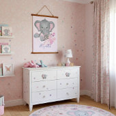 Cute waterverf Elephant baby Hangend Wandkleed