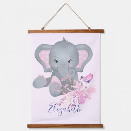 Cute waterverf Elephant baby Hangend Wandkleed (Voorkant)