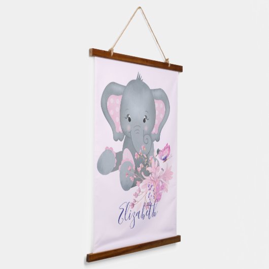 Cute waterverf Elephant baby Hangend Wandkleed (Gebogen)