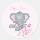 Cute waterverf Elephant baby shower Classic Roun Ronde Sticker (Voorkant)