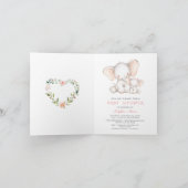 Cute Waterverf Elephant Girl Baby shower (Binnen)