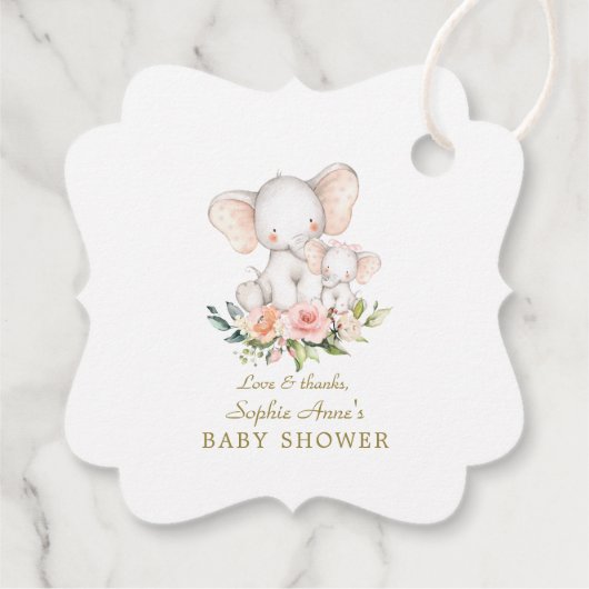 Cute Waterverf Elephant Girl Baby shower Bedankjes Labels (Achterkant)