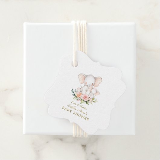 Cute Waterverf Elephant Girl Baby shower Bedankjes Labels (In situ)