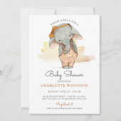 Cute Waterverf Elephant Girl Baby shower Kaart (Voorkant)