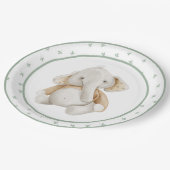 Cute Waterverf Elephant Greenery Baby shower Papieren Bordje (Gekanteld)
