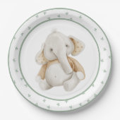 Cute Waterverf Elephant Greenery Baby shower Papieren Bordje (Voorkant)