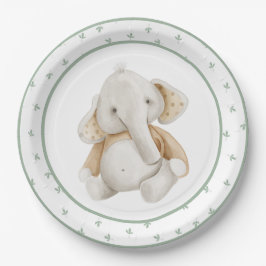 Cute Waterverf Elephant Greenery Baby shower Papieren Bordje