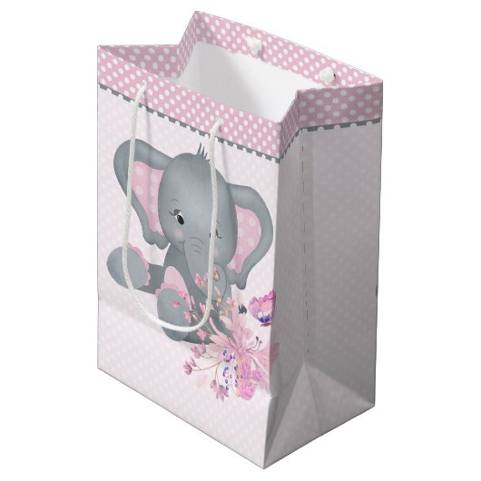 Cute waterverf Elephant Medium Cadeauzakje (Voorkant Gekanteld)