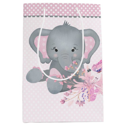 Cute waterverf Elephant Medium Cadeauzakje (Voorkant)